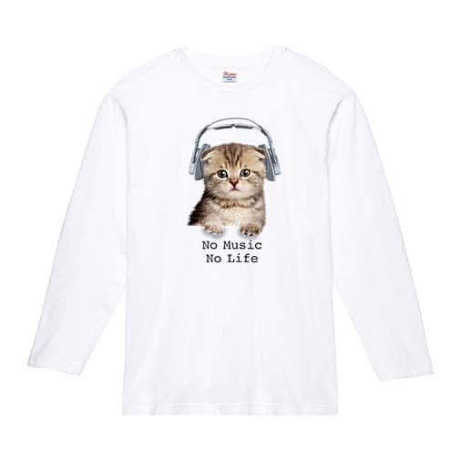 【長袖Tシャツ】スコティシュだってNo Music No Life 5.6oz Cotton:100%