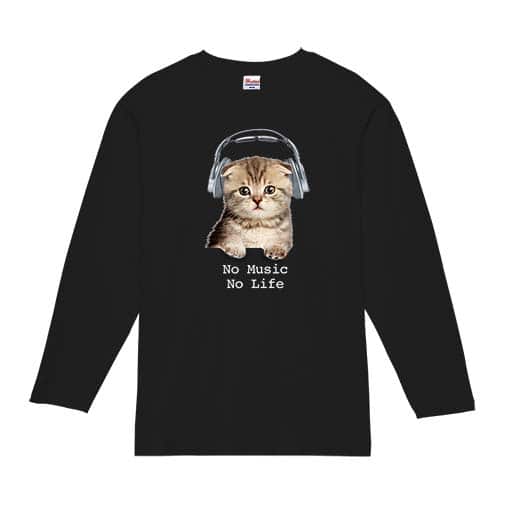 【長袖Tシャツ】スコティシュだってNo Music No Life 5.6oz Cotton:100%
