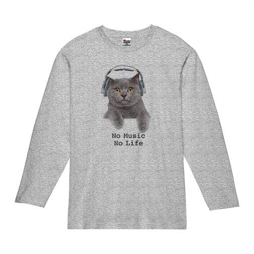 【長袖Tシャツ】ブリティッシュだってNo Music No Life 5.6oz Cotton:100%