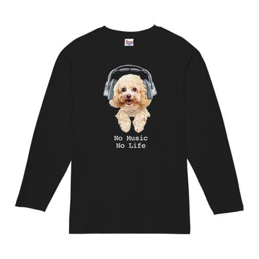 【長袖Tシャツ】トイプードルだってNo Music No Life 5.6oz Cotton:100%