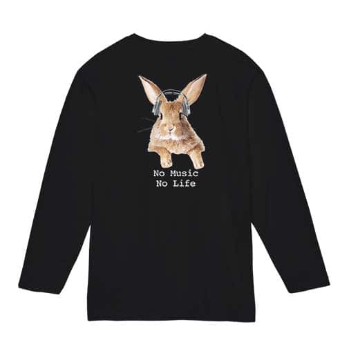 【長袖Tシャツ】ウサギだってNo Music No Life 5.6oz Cotton:100%
