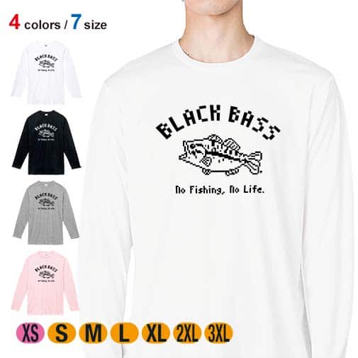 【長袖Tシャツ】【釣りざんまい】ブラックバス 5.6oz Cotton:100%