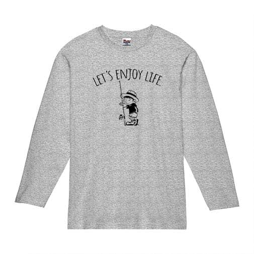 【長袖Tシャツ】【釣りざんまい】釣りに行きたい少年_02 5.6oz Cotton:100%