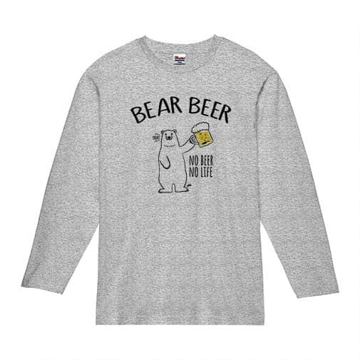 【長袖Tシャツ】シロクマさんとカンパイビール(wakat) 5.6oz Cotton:100%