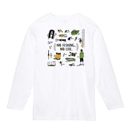 【長袖Tシャツ】【釣りざんまい】釣りに行く準備_カラフル 5.6oz Cotton:100%