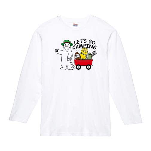 【長袖Tシャツ】キャンプに行くシロクマさん(wakat) 5.6oz Cotton:100%