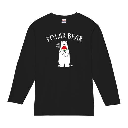 【長袖Tシャツ】シロクマさんとスイカ(wakat) 5.6oz Cotton:100%