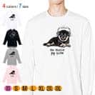 【長袖Tシャツ】黒柴（子犬）だってNo Music No Life 5.6oz Cotton:100%