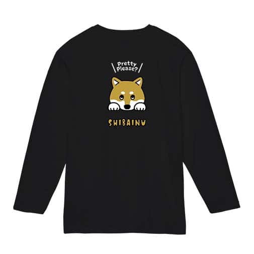 【長袖Tシャツ】柴犬のおねだり顔(wakat) 5.6oz Cotton:100%