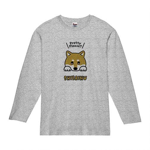 【長袖Tシャツ】柴犬のおねだり顔(wakat) 5.6oz Cotton:100%