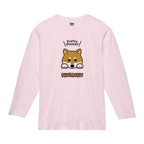 【長袖Tシャツ】柴犬のおねだり顔(wakat) 5.6oz Cotton:100%