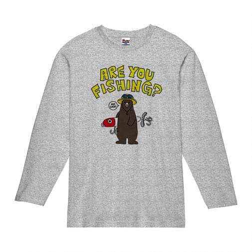 【長袖Tシャツ】【釣りざんまい】ルアーとクマさん 5.6oz Cotton:100%