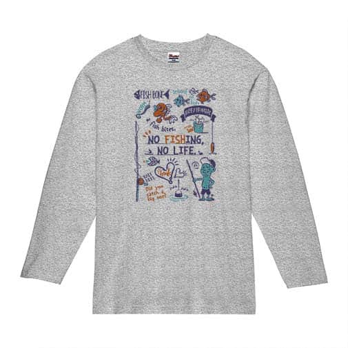 【長袖Tシャツ】【釣りざんまい】釣りが好きなんです_レトロ 5.6oz Cotton:100%