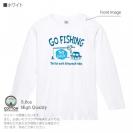 【長袖Tシャツ】【釣りざんまい】ユニークな釣りするアングラー_ブルー 5.6oz Cotton:100%