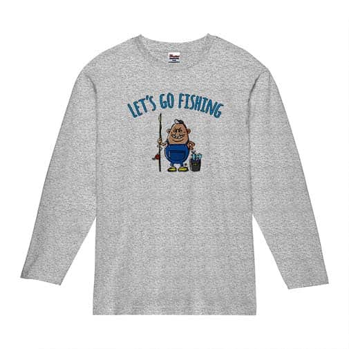 【長袖Tシャツ】【釣りざんまい】レッツゴーフィッシング ポッチャリアングラー_カラフル 5.6oz Cotton:100%