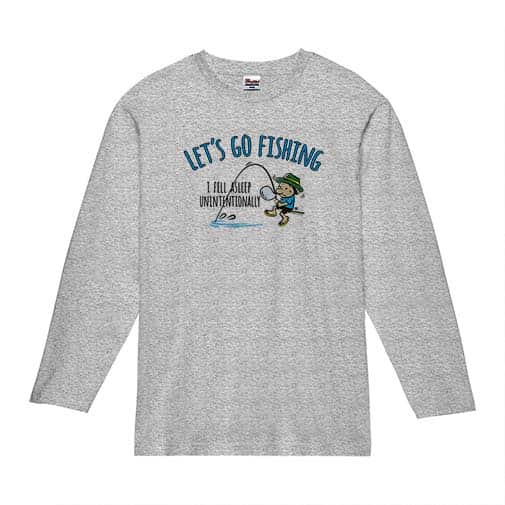 【長袖Tシャツ】【釣りざんまい】レッツゴーフィッシング ウトウトアングラー_カラフル 5.6oz Cotton:100%