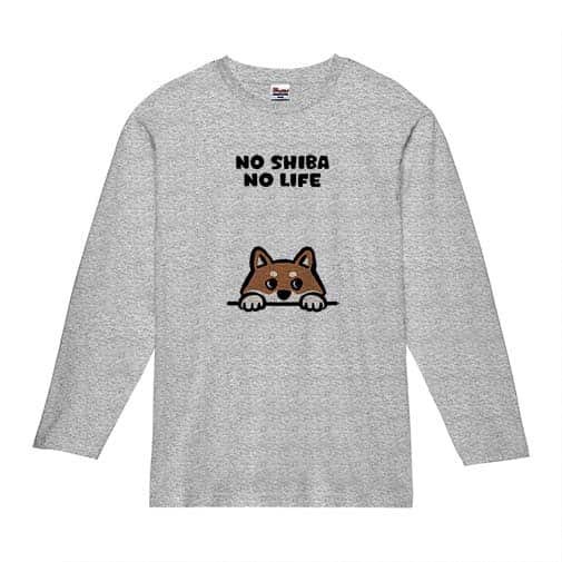 【長袖Tシャツ】何か気になる柴犬_赤柴(wakat) 5.6oz Cotton:100%