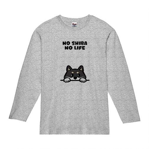 【長袖Tシャツ】何か気になる柴犬_黒柴(wakat) 5.6oz Cotton:100%