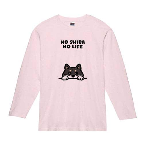 【長袖Tシャツ】何か気になる柴犬_黒柴(wakat) 5.6oz Cotton:100%