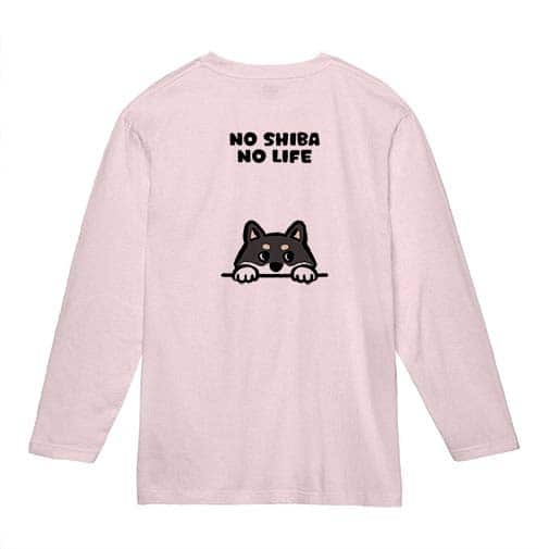 【長袖Tシャツ】何か気になる柴犬_黒柴(wakat) 5.6oz Cotton:100%
