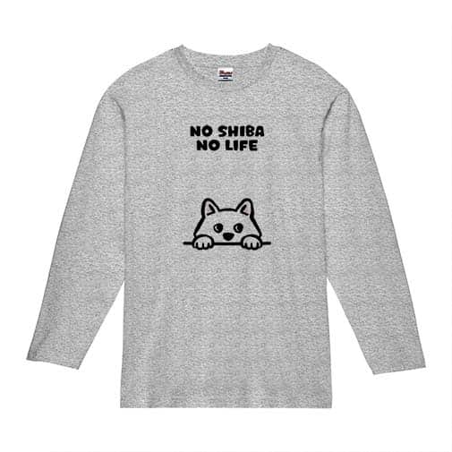 【長袖Tシャツ】何か気になる柴犬_白柴(wakat) 5.6oz Cotton:100%