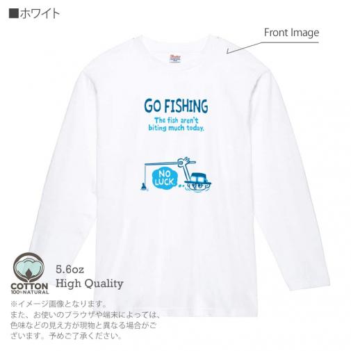 【長袖Tシャツ】【釣りざんまい】ユニークな釣り_ブルー  5.6oz Cotton:100%