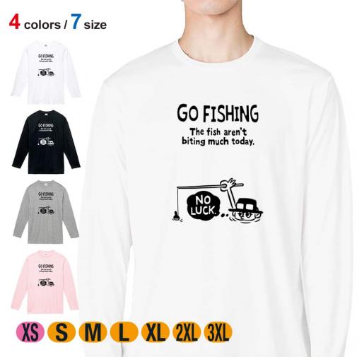 【長袖Tシャツ】【釣りざんまい】ユニークな釣り_ブラック  5.6oz Cotton:100%