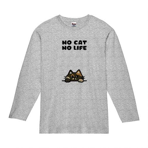 【長袖Tシャツ】何か気になるサビ猫(wakat) 5.6oz Cotton:100%