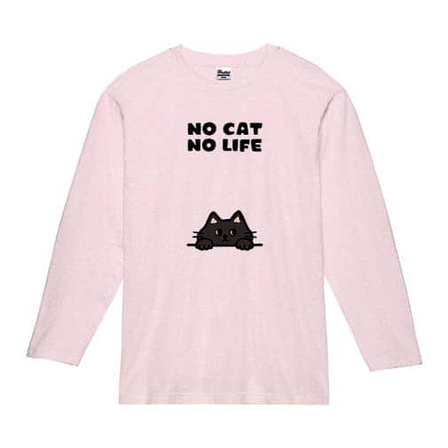 【長袖Tシャツ】何か気になる黒猫(wakat) 5.6oz Cotton:100%