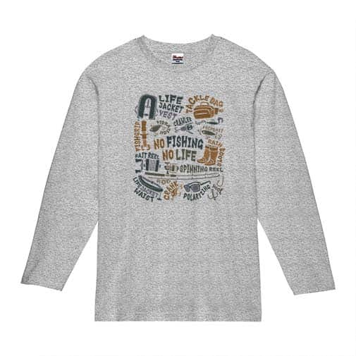 【長袖Tシャツ】【釣りざんまい】タックルリスト  5.6oz Cotton:100%