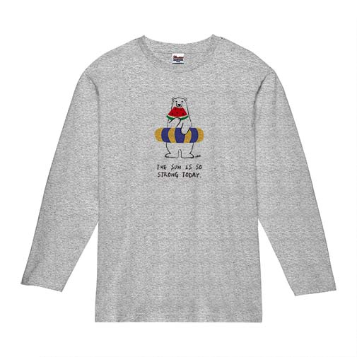 【長袖Tシャツ】シロクマさんの夏(wakat) 5.6oz Cotton:100%