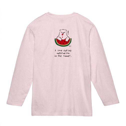 【長袖Tシャツ】シロクマさんスイカウマー(wakat) 5.6oz Cotton:100%