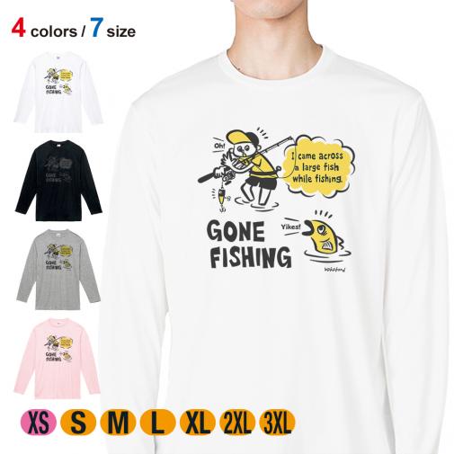 【長袖Tシャツ】【釣りざんまい】釣り人と魚の遭遇_DG  5.6oz Cotton:100%