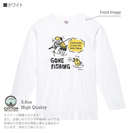 【長袖Tシャツ】【釣りざんまい】釣り人と魚の遭遇_DG  5.6oz Cotton:100%