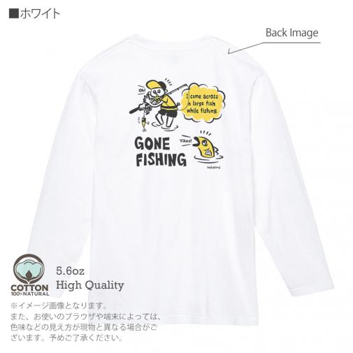 【長袖Tシャツ】【釣りざんまい】釣り人と魚の遭遇_DG  5.6oz Cotton:100%