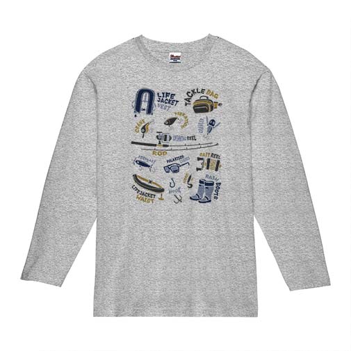 【長袖Tシャツ】【釣りざんまい】PACK LIGHT, GO FISH.  5.6oz Cotton:100%