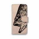 【手帳型】高級本革スマホケース ヌメ革 ブラックバス