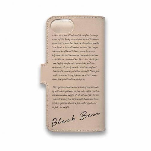 【手帳型】高級本革スマホケース ヌメ革 ブラックバス