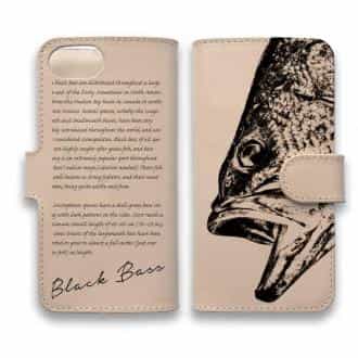 【手帳型】高級本革スマホケース ヌメ革 ブラックバス