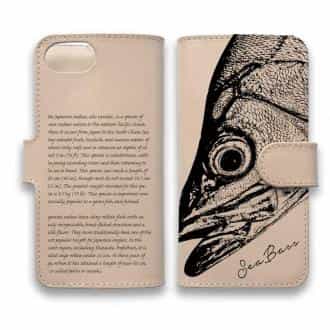 【手帳型】高級本革スマホケース ヌメ革 シーバス(スズキ)