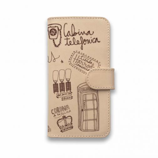 【手帳型】高級本革スマホケース ロンドンのイラスト