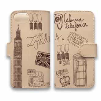 【手帳型】高級本革スマホケース ロンドンのイラスト