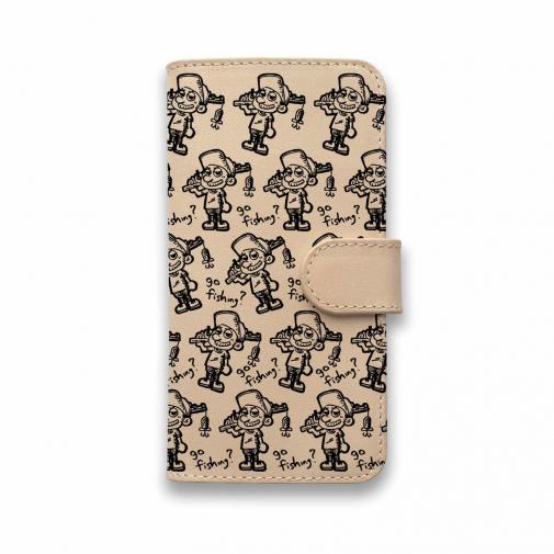 【手帳型】【釣りざんまい】本革 釣り好き少年がやってきた。