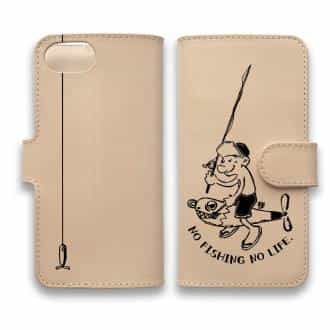 【手帳型】【釣りざんまい】本革 ルアーに乗ったアングラー