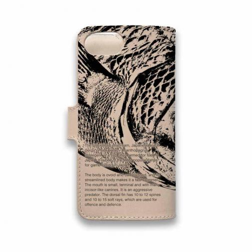 【手帳型】高級本革スマホケース ヌメ革 クロダイ(チヌ)