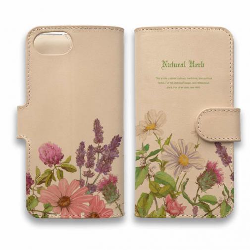 【手帳型】高級本革スマホケース ナチュラルハーブ