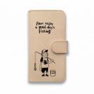 【手帳型】【釣りざんまい】本革 一日釣りを楽しむアングラー