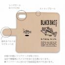 【手帳型】【釣りざんまい】本革 ドット絵のブラックバス