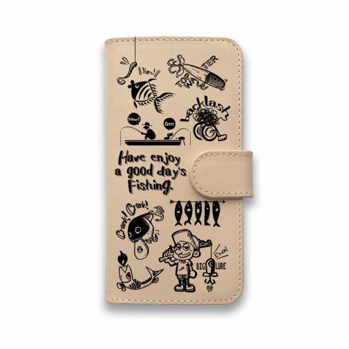 【手帳型】【釣りざんまい】本革 魚釣りに出かけよう!