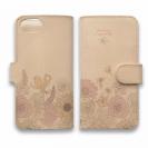 【手帳型】高級本革スマホケース 香る花々